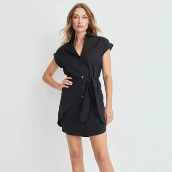 Veronica Beard Aimee Shirt Mini Dress Black Size 4 - Picture 1 of 4